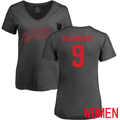 NFL Women Buffalo Bills #9 Corey Bojorquez Ash One Color T Shirt